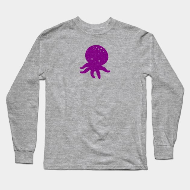 Cute Purple Octopus Drawing Long Sleeve T-Shirt by Braznyc